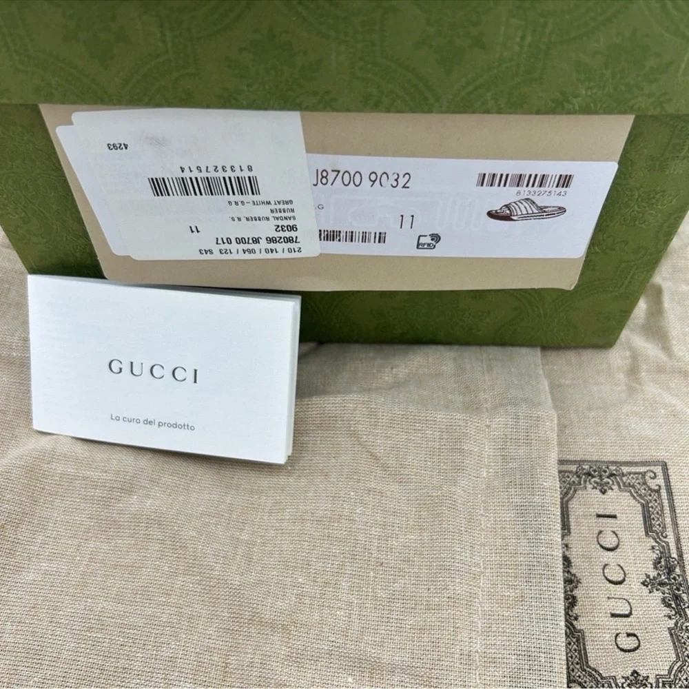 Men’s Gucci, web striped rubber pool slide size 11 made in Italy. Newest style! - Picture 4 of 12